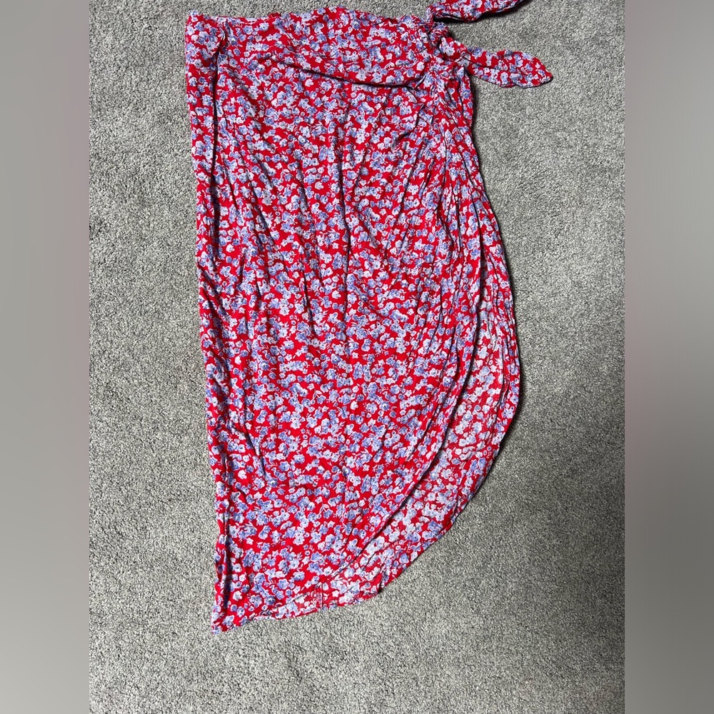 Zara Wrap Floral Midi Skirt